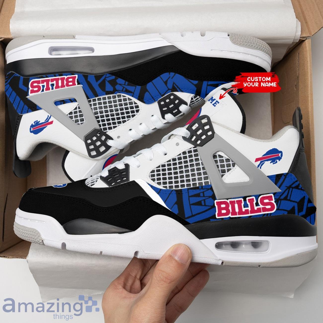 Buffalo Bills Personalized Name Air Jordan 4 Sneakers New Trending Sport Sneakers Fans Gift image Buffalo Bills Personalized Name Air Jordan 4 Sneakers New Trending Sport Sneakers Fans Gift Product Photo 1