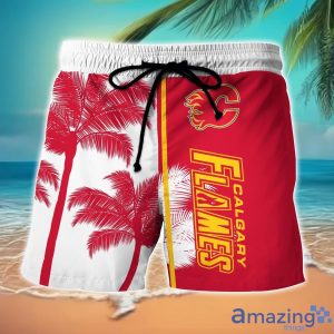 Calgary Flames Hawaiian Shirt And Shorts Set Custom Name Summer Vacation Shirt NHL Fans Product Photo 2