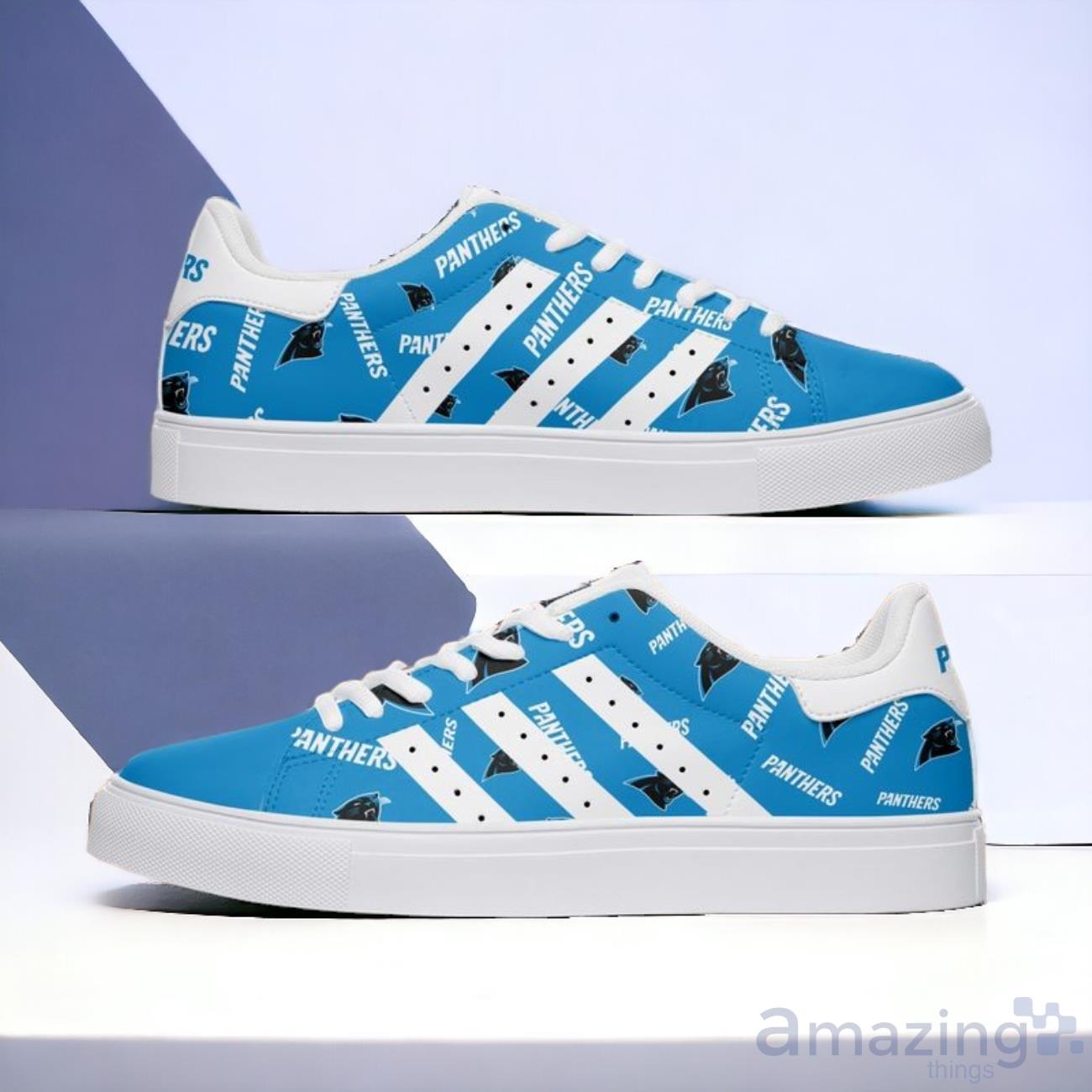 Carolina Panthers Logo Pattern Men's And Women's Skate Shoes image Carolina Panthers Logo Pattern Men's And Women's Skate Shoes