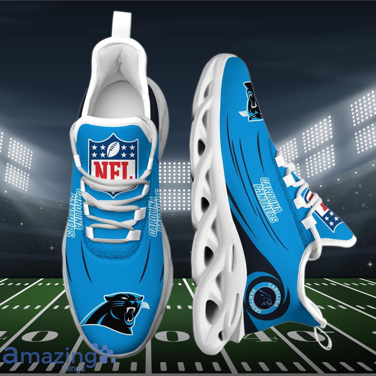 Carolina Panthers NFL Max Soul Shoes Limited Edition Comfort Sneakers for Fans image Carolina Panthers NFL Max Soul Shoes Limited Edition Comfort Sneakers for Fans Product Photo 2