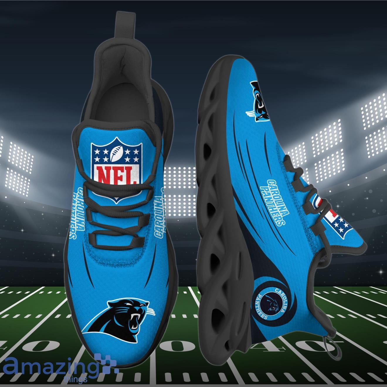 Carolina Panthers NFL Max Soul Shoes Limited Edition Comfort Sneakers for Fans image Carolina Panthers NFL Max Soul Shoes Limited Edition Comfort Sneakers for Fans Product Photo 1