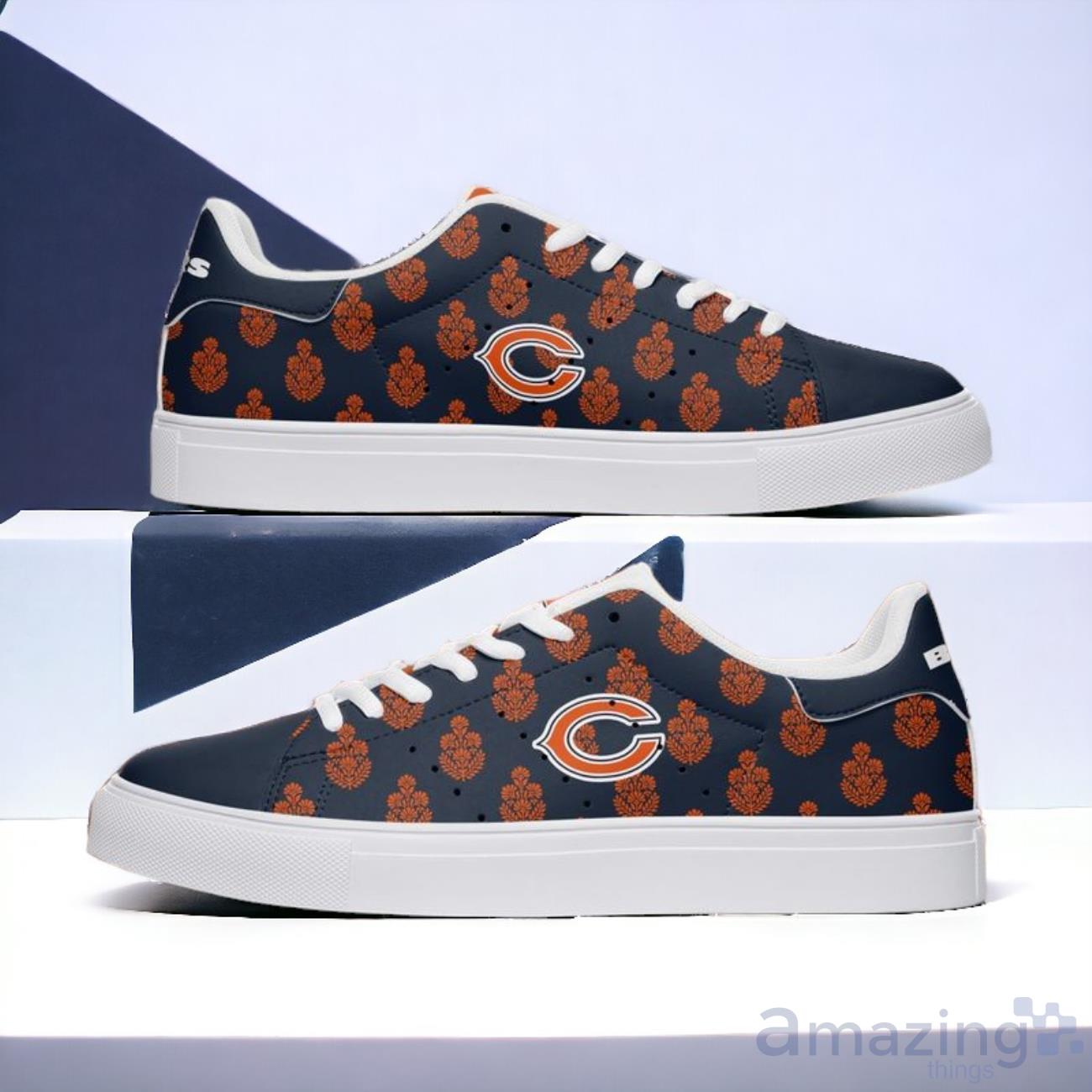 Chicago Bears Indian Floral Pattern Men's And Women's Skate Shoes image Chicago Bears Indian Floral Pattern Men's And Women's Skate Shoes