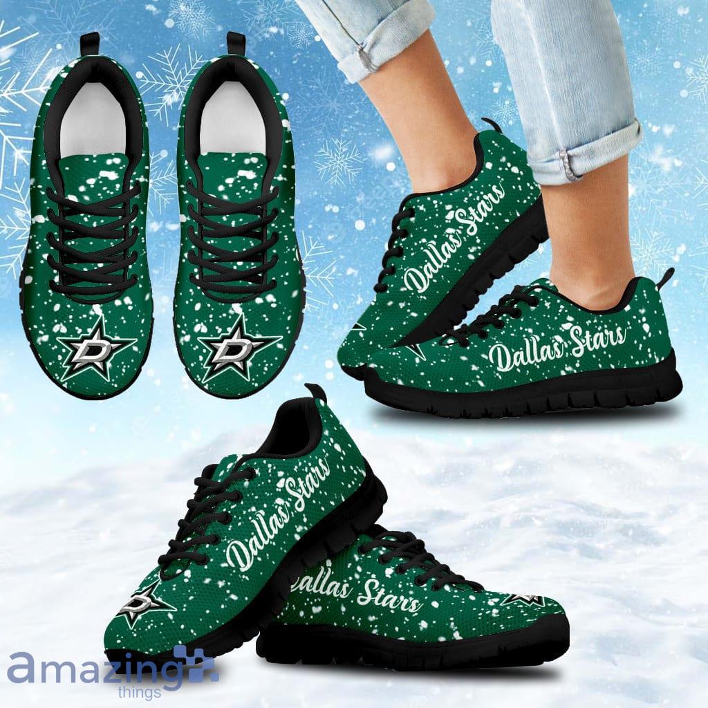 Christmas Snowing Incredible Pattern Dallas Stars Sneakers Shoes Gift For Big Fans image Christmas Snowing Incredible Pattern Dallas Stars Sneakers Shoes Gift For Big Fans Product Photo 1