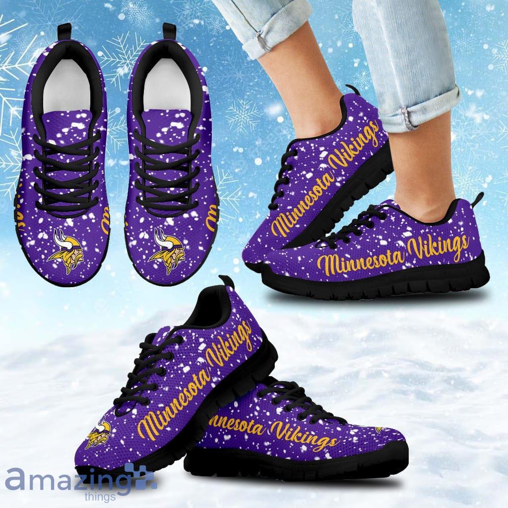 Christmas Snowing Incredible Pattern Minnesota Vikings Sneakers Shoes Gift For Big Fans image Christmas Snowing Incredible Pattern Minnesota Vikings Sneakers Shoes Gift For Big Fans Product Photo 1