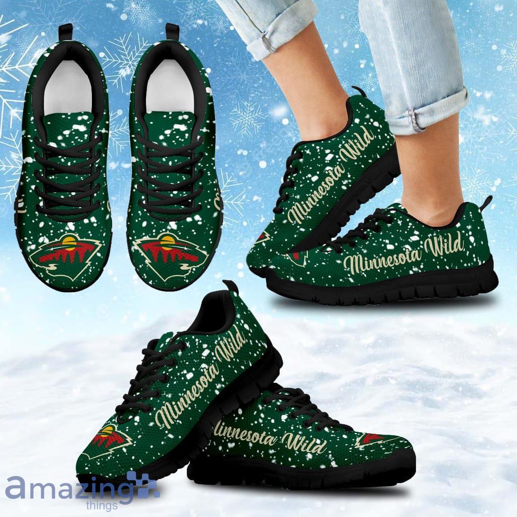 Christmas Snowing Incredible Pattern Minnesota Wild Sneakers Shoes Gift For Big Fans image Christmas Snowing Incredible Pattern Minnesota Wild Sneakers Shoes Gift For Big Fans Product Photo 1