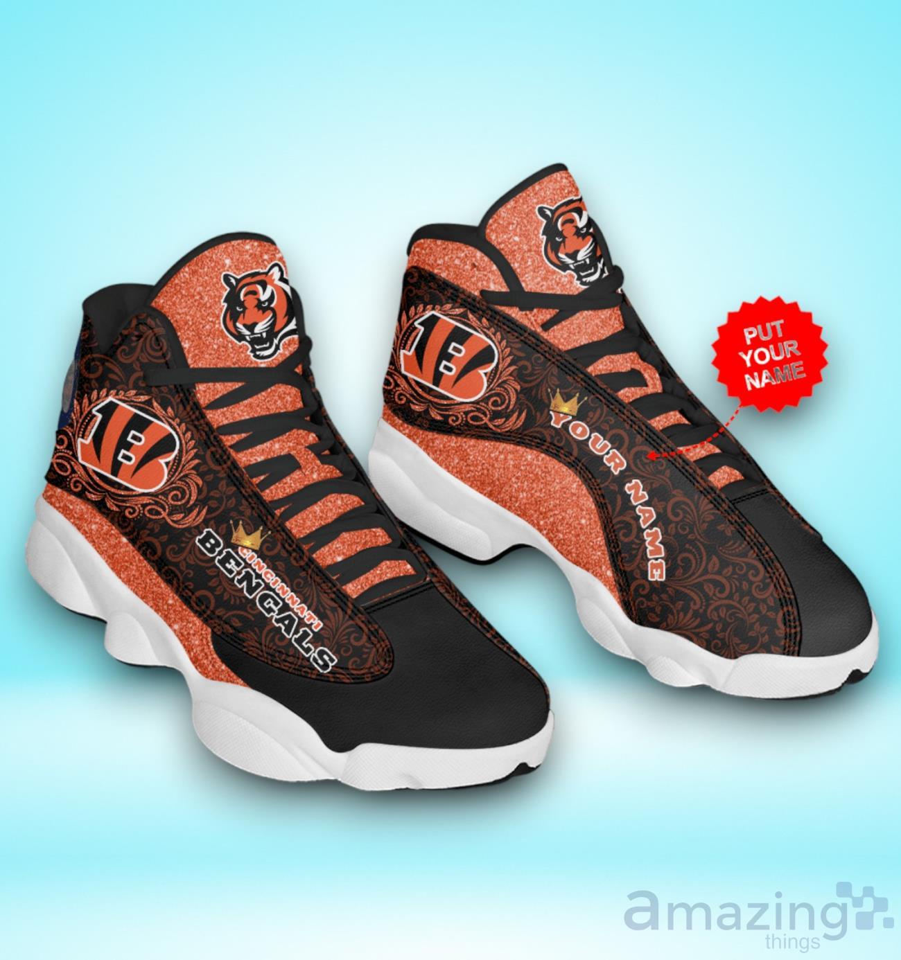 Cincinnati Bengals Nfl Football Air Jordan 13 Sneaker Shoes image Cincinnati Bengals Nfl Football Air Jordan 13 Sneaker Shoes Product Photo 1