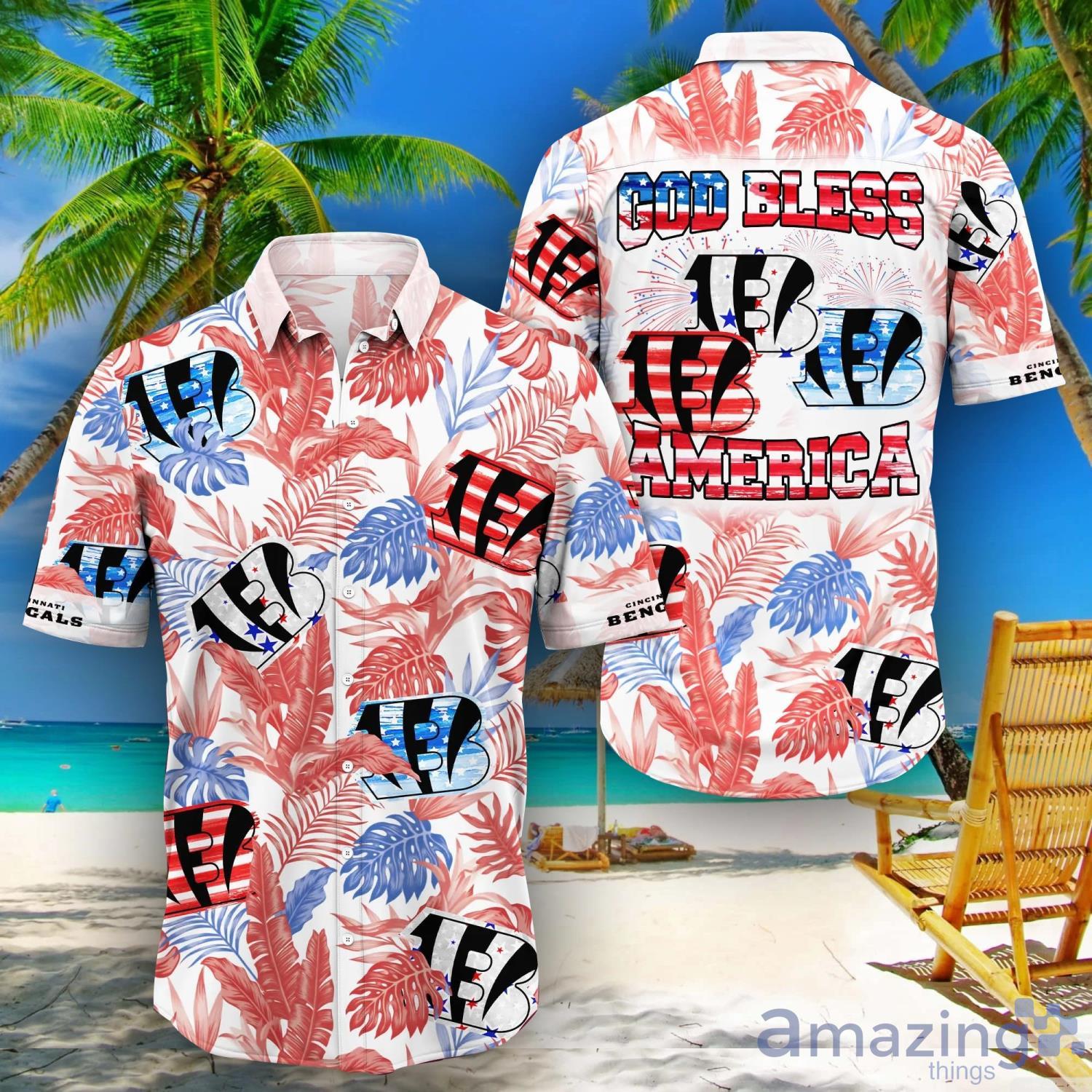 Cincinnati Bengals NFL God Bless America Hawaiian Shirt Product Photo 1