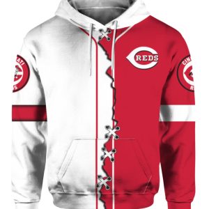 Cincinnati Reds Custom Number And Name AOP MLB Hoodie Product Photo 2