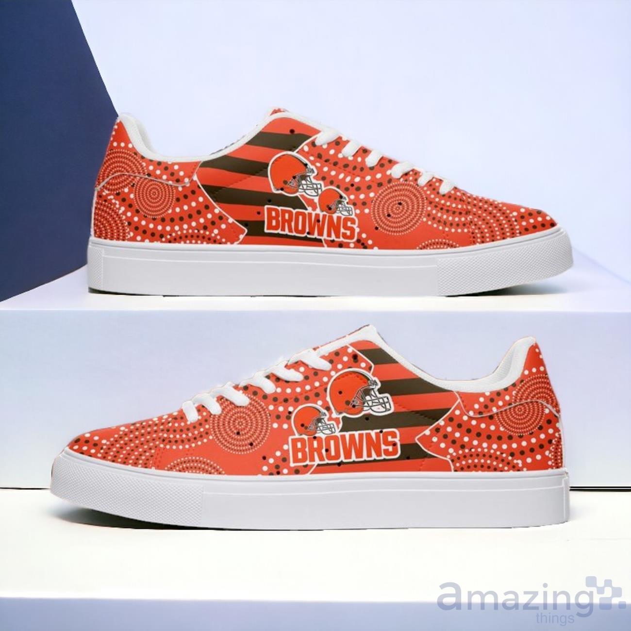 Cleveland Browns Aboriginal Pattern Skate Shoes image Cleveland Browns Aboriginal Pattern Skate Shoes Product Photo 1