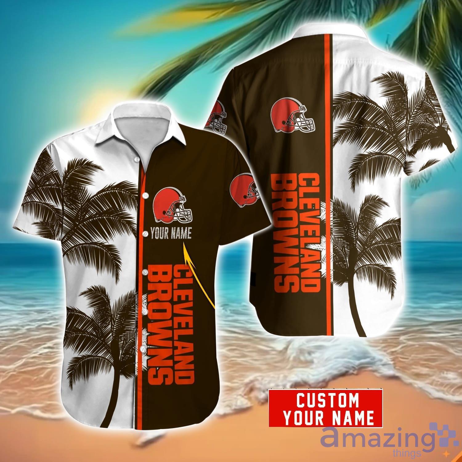 Cleveland Browns Hawaiian Shirt And Shorts Set Custom Name Summer Vacation Shirt NFL Fans Product Photo 1