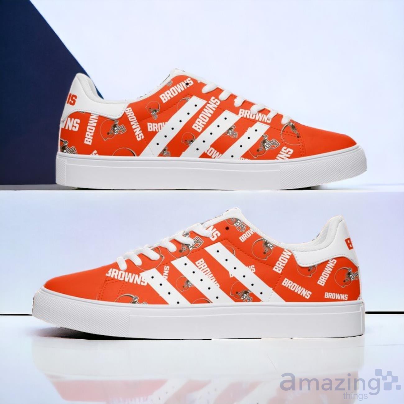 Cleveland Browns Logo Pattern Men's And Women's Skate Shoes image Cleveland Browns Logo Pattern Men's And Women's Skate Shoes