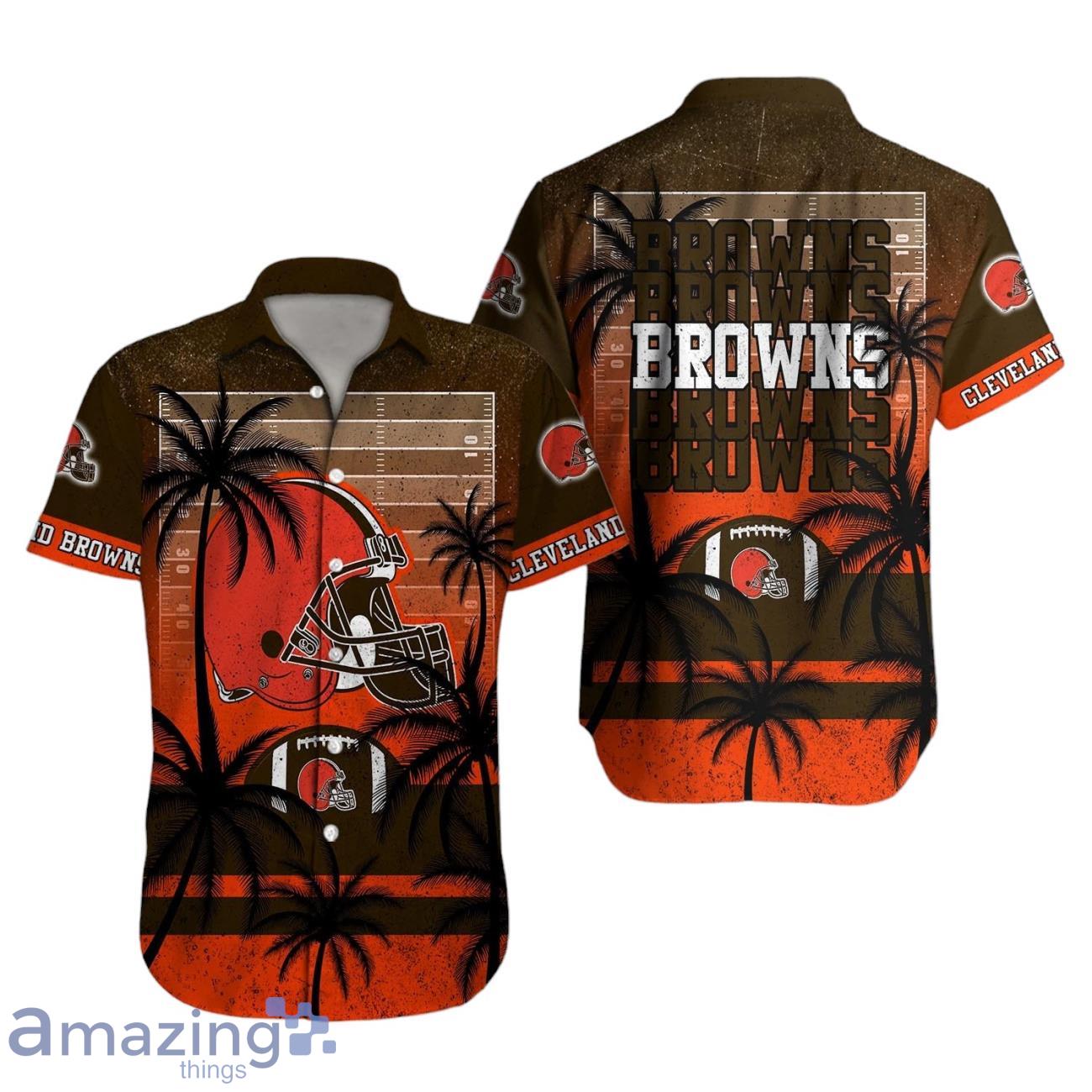 Cleveland Browns NFL Hawaiian Shirt Palm Tree For Men Women image Cleveland Browns NFL Hawaiian Shirt Palm Tree For Men Women Product Photo 1