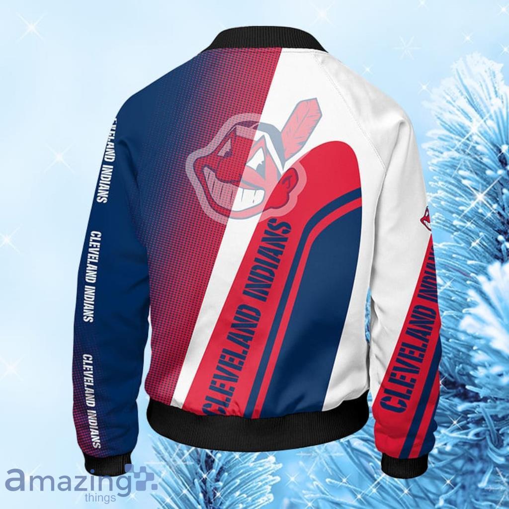 Cleveland Indians MLB Red Blue Unisex Bomber Jacket Gift For Fans image Cleveland Indians MLB Red Blue Unisex Bomber Jacket Gift For Fans Product Photo 2