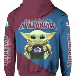 Colorado Avalanche Baby Yoda Star Wars All Over Print 3D Hoodie Product Photo 1