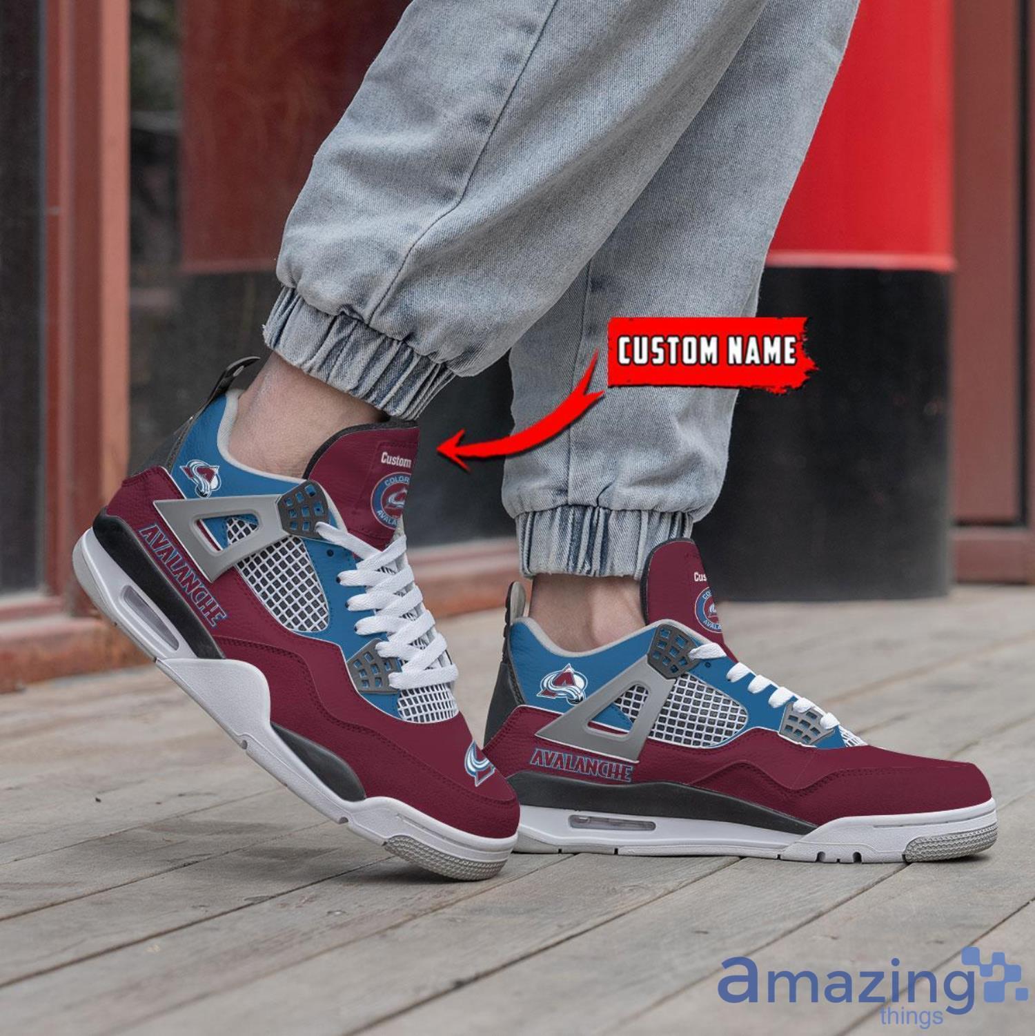 Colorado Avalanche Personalized Name Air Jordan 4 Shoes Sneakers Men Women Sneakers image Colorado Avalanche Personalized Name Air Jordan 4 Shoes Sneakers Men Women Sneakers Product Photo 2