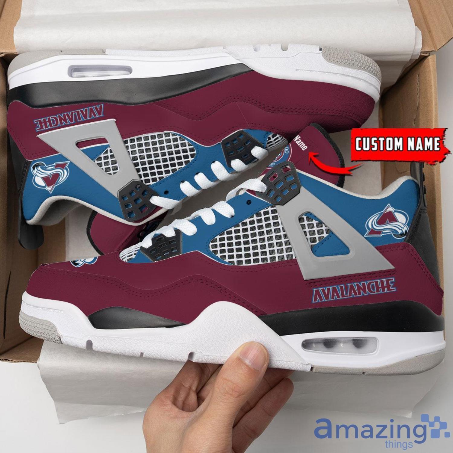 Colorado Avalanche Personalized Name Air Jordan 4 Shoes Sneakers Men Women Sneakers image Colorado Avalanche Personalized Name Air Jordan 4 Shoes Sneakers Men Women Sneakers Product Photo 1