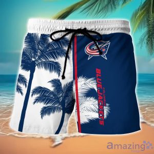 Columbus Blue Jackets Hawaiian Shirt And Shorts Set Custom Name Summer Vacation Shirt NHL Fans Product Photo 2