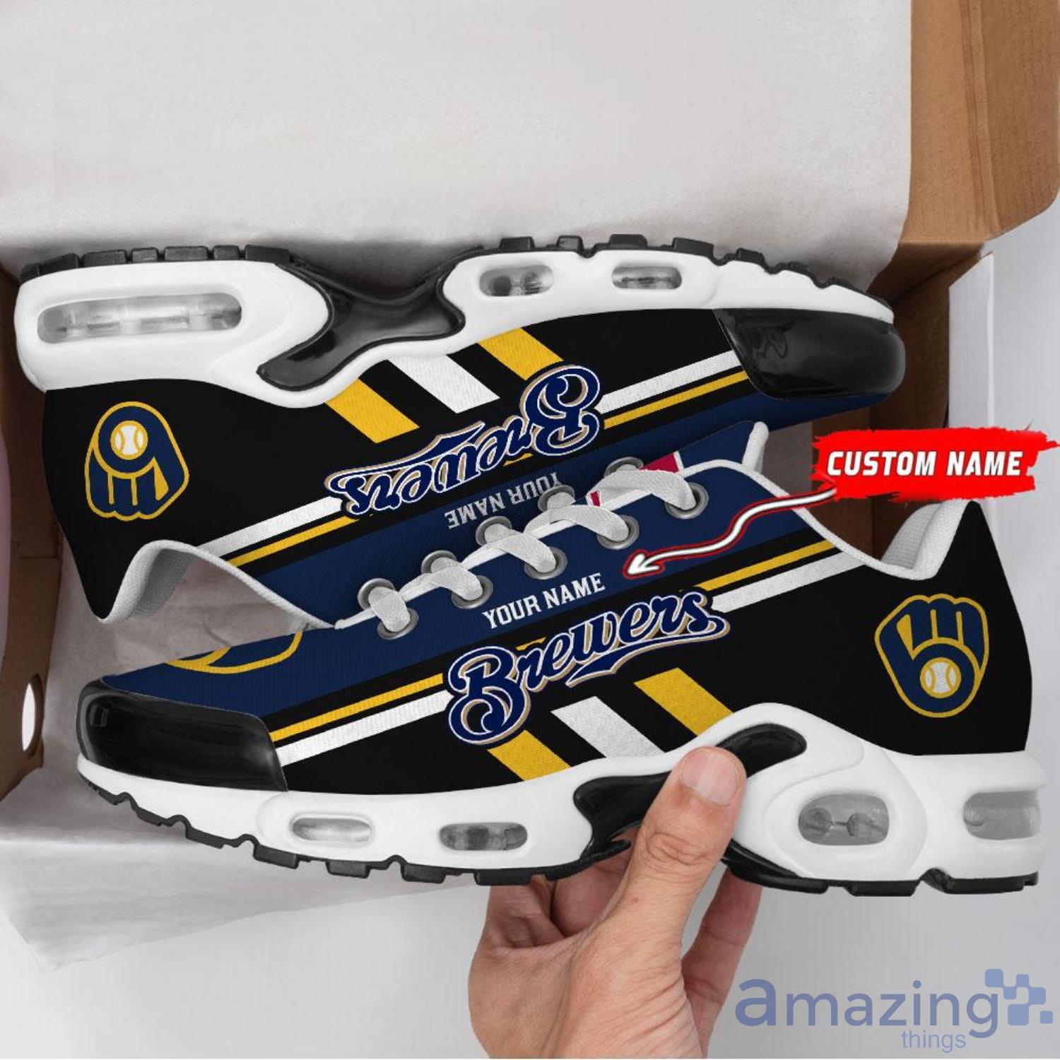 Custom Name Big Fans Milwaukee Brewers Air Cushion Sport Shoes For Men And Women Trendy Sneakers image Custom Name Big Fans Milwaukee Brewers Air Cushion Sport Shoes For Men And Women Trendy Sneakers Product Photo 3