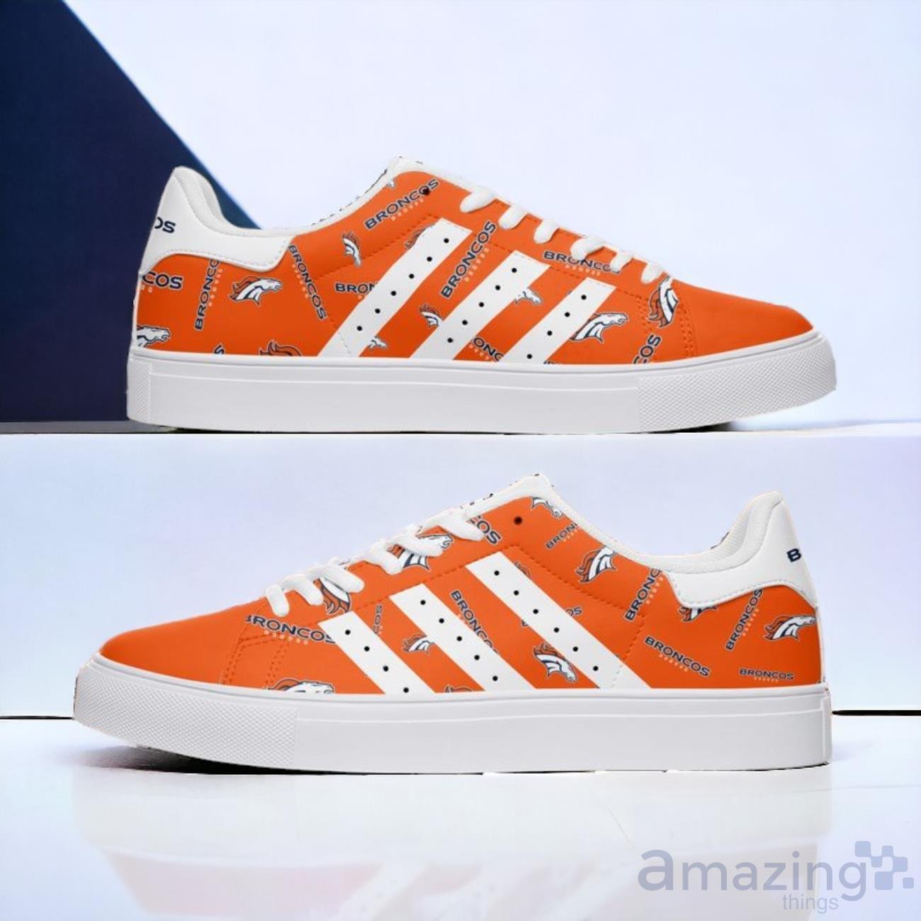 Denver Broncos Logo Pattern Men's And Women's Skate Shoes image Denver Broncos Logo Pattern Men's And Women's Skate Shoes