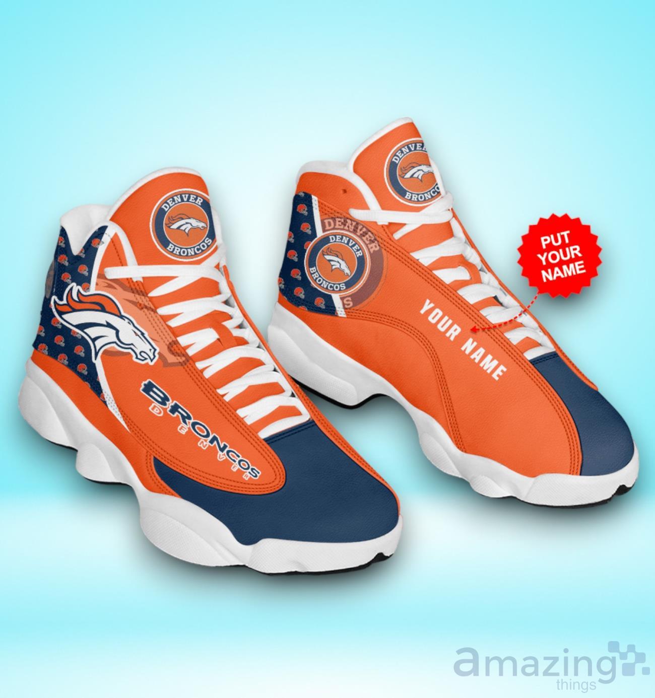 Denver Broncos Nfl Football Air Jordan 13 Sneaker Shoes Custom Name image Denver Broncos Nfl Football Air Jordan 13 Sneaker Shoes Custom Name Product Photo 1