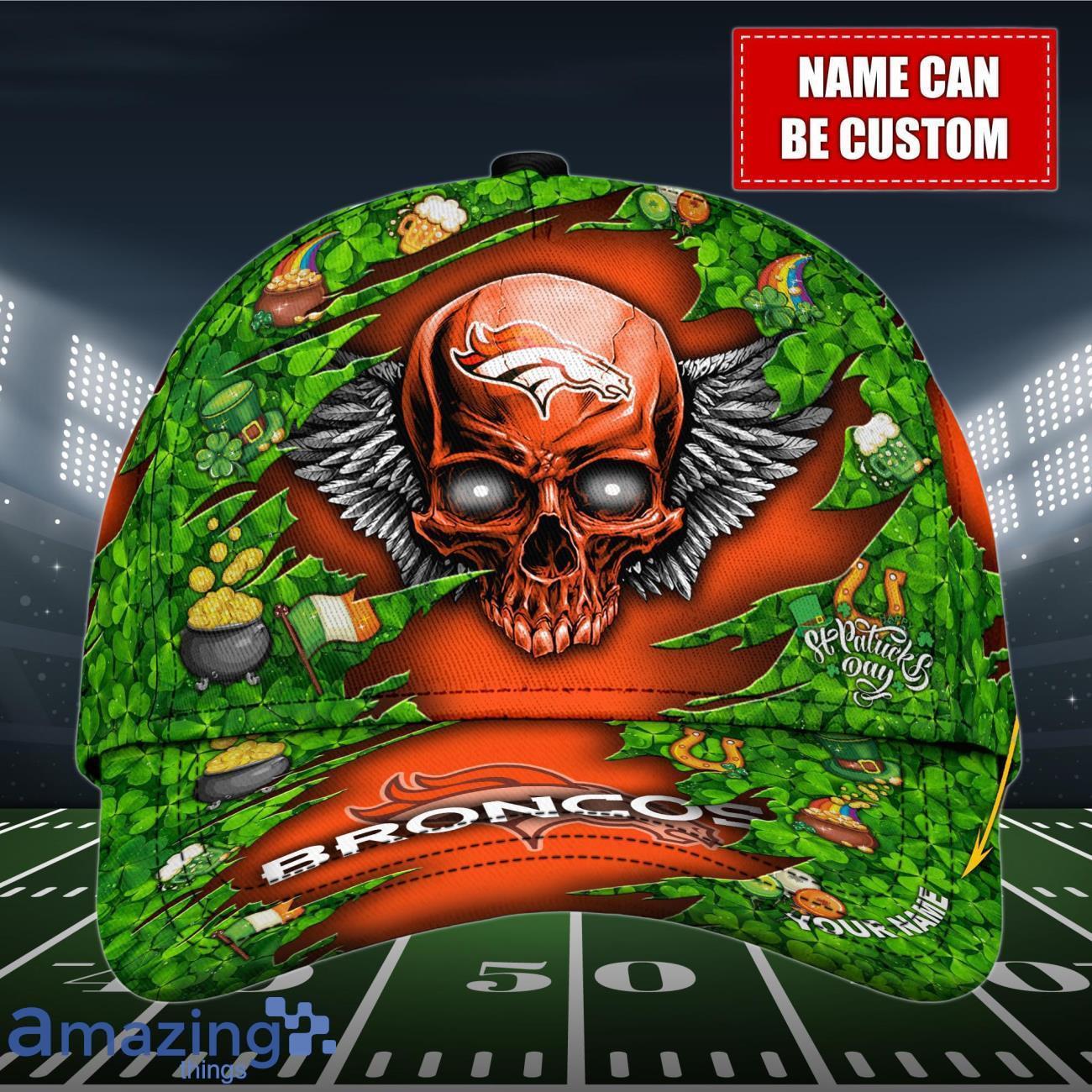 Denver Broncos NFLNFL Cap 3D Skull Patrick's Day Custom Name For Men Women image Denver Broncos NFLNFL Cap 3D Skull Patrick's Day Custom Name For Men Women