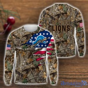 Detroit Lions 3D Printed T-Shirt Hoodie Sweatshirt Camo Hunting Perfect Gift Custom Name For Fans Product Photo 2