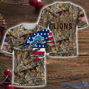 Detroit Lions 3D Printed T-Shirt Hoodie Sweatshirt Camo Hunting Perfect Gift Custom Name For Fans Product Photo 3