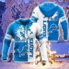 Detroit Lions Custom Name 3D Hoodie Heartbeat Pattern For Fans
