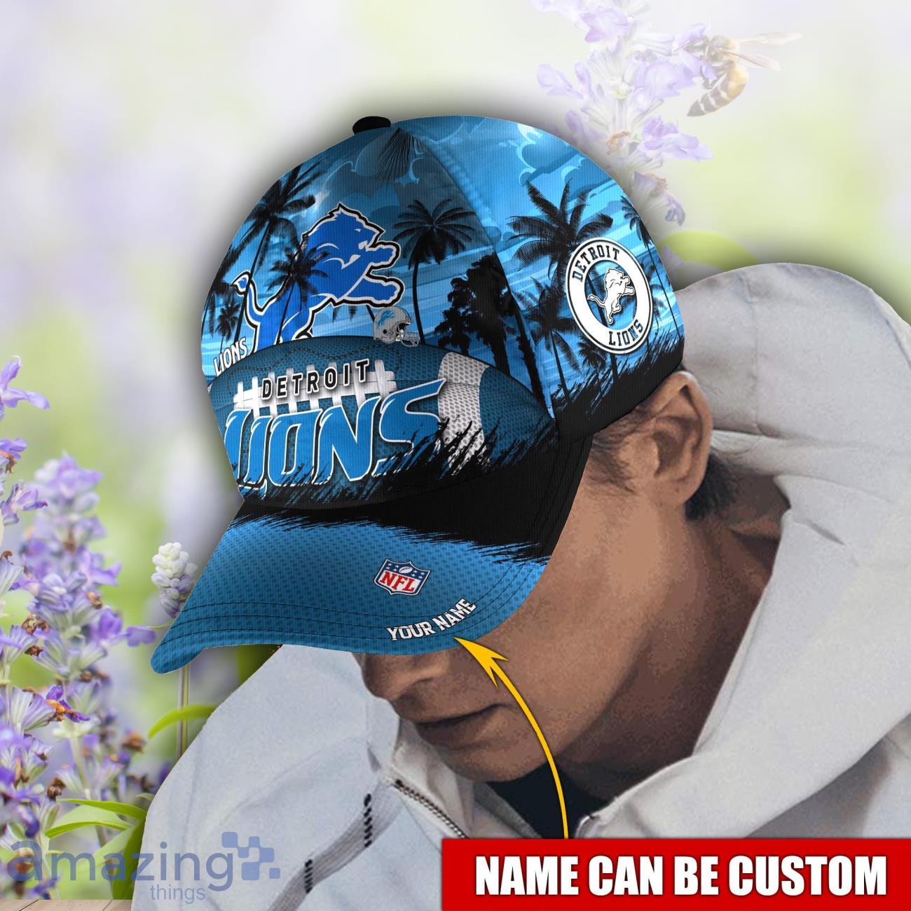 Detroit Lions NFL 3D Cap Coconut Pattern Hawaii Summer Gift image Detroit Lions NFL 3D Cap Coconut Pattern Hawaii Summer Gift Product Photo 2
