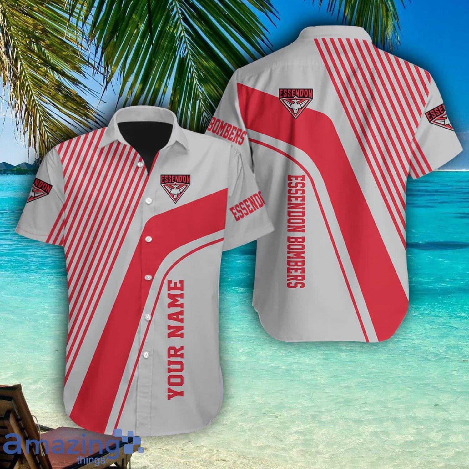 Essendon Bombers Personalized Name Hawaiian Shirt Summer Team Shirt image Essendon Bombers Personalized Name Hawaiian Shirt Summer Team Shirt Product Photo 1