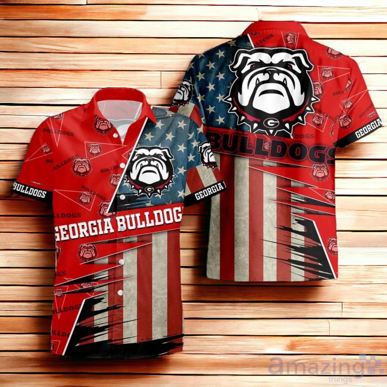 Georgia Bulldogs American Flag Hawaiian Shirt 3D For Men Women image Georgia Bulldogs American Flag Hawaiian Shirt 3D For Men Women Product Photo 1