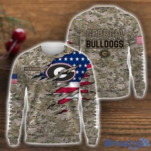 Georgia Bulldogs Custom Name T-Shirt Hoodie Sweatshirt Flag And Camo Pattern Father's Day Gift Perfect Gift For Sport Fans Product Photo 2