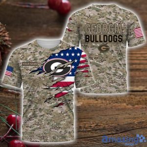 Georgia Bulldogs Custom Name T-Shirt Hoodie Sweatshirt Flag And Camo Pattern Father's Day Gift Perfect Gift For Sport Fans Product Photo 3