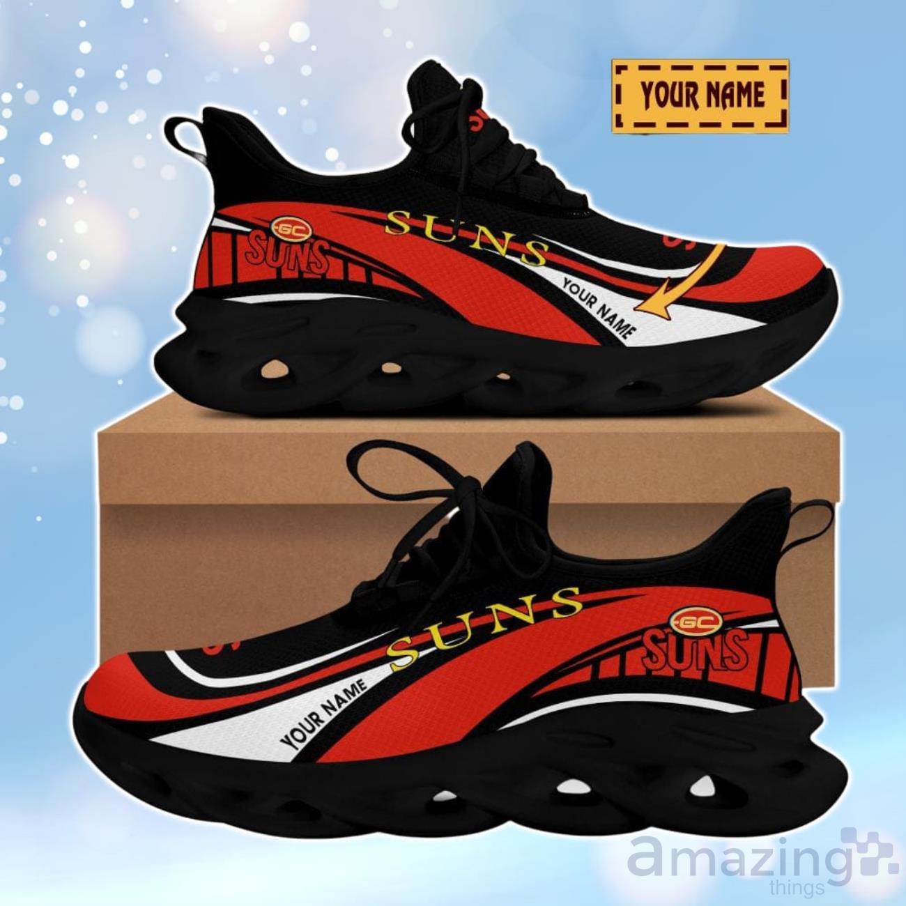 Gold Coast Suns 3D Design Max Soul Shoes Custom Name For Real Fans image Gold Coast Suns 3D Design Max Soul Shoes Custom Name For Real Fans Product Photo 1