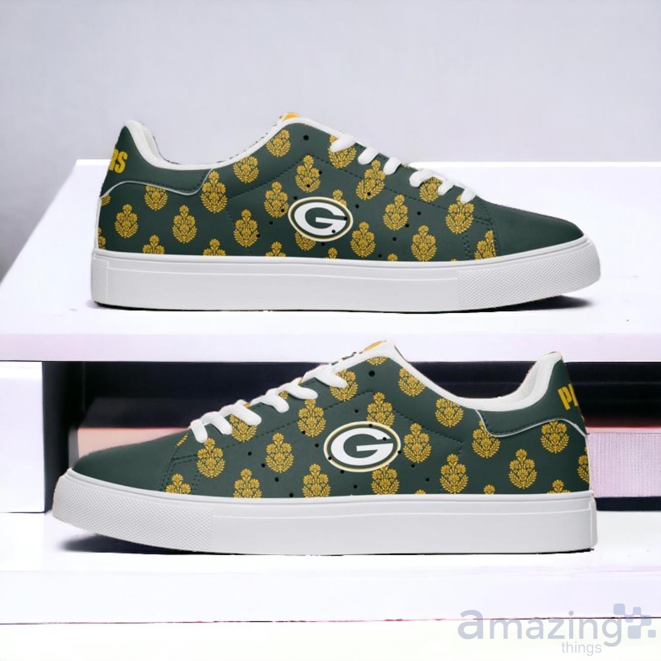 Green Bay Packers Indian Floral Pattern Men's And Women's Skate Shoes image Green Bay Packers Indian Floral Pattern Men's And Women's Skate Shoes