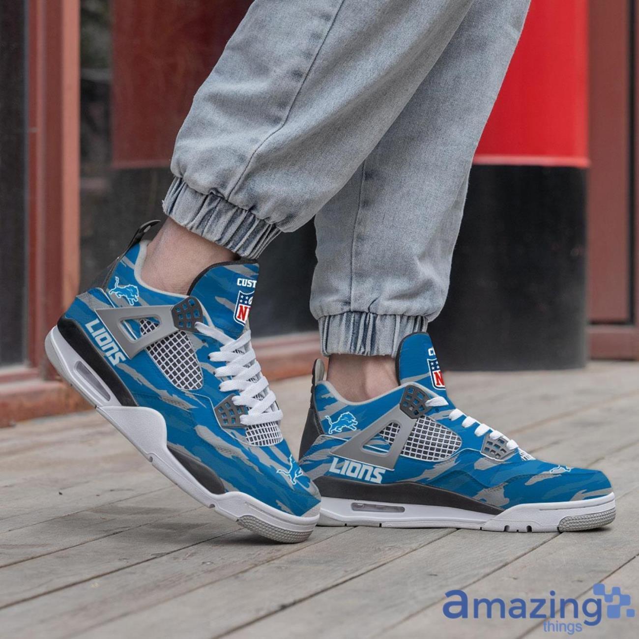 Personalized Name Detroit Lions Personalized Air Jordan 4 Shoes Trending Men Women Sneakers Men Women Sport Gift image Personalized Name Detroit Lions Personalized Air Jordan 4 Shoes Trending Men Women Sneakers Men Women Sport Gift Product Photo 3