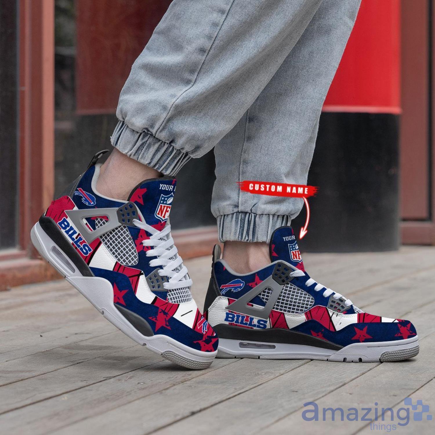 Personalized Name Buffalo Bills Personalized Air Jordan 4 Shoes Trending Men Women Sneakers New Design image Personalized Name Buffalo Bills Personalized Air Jordan 4 Shoes Trending Men Women Sneakers New Design Product Photo 2