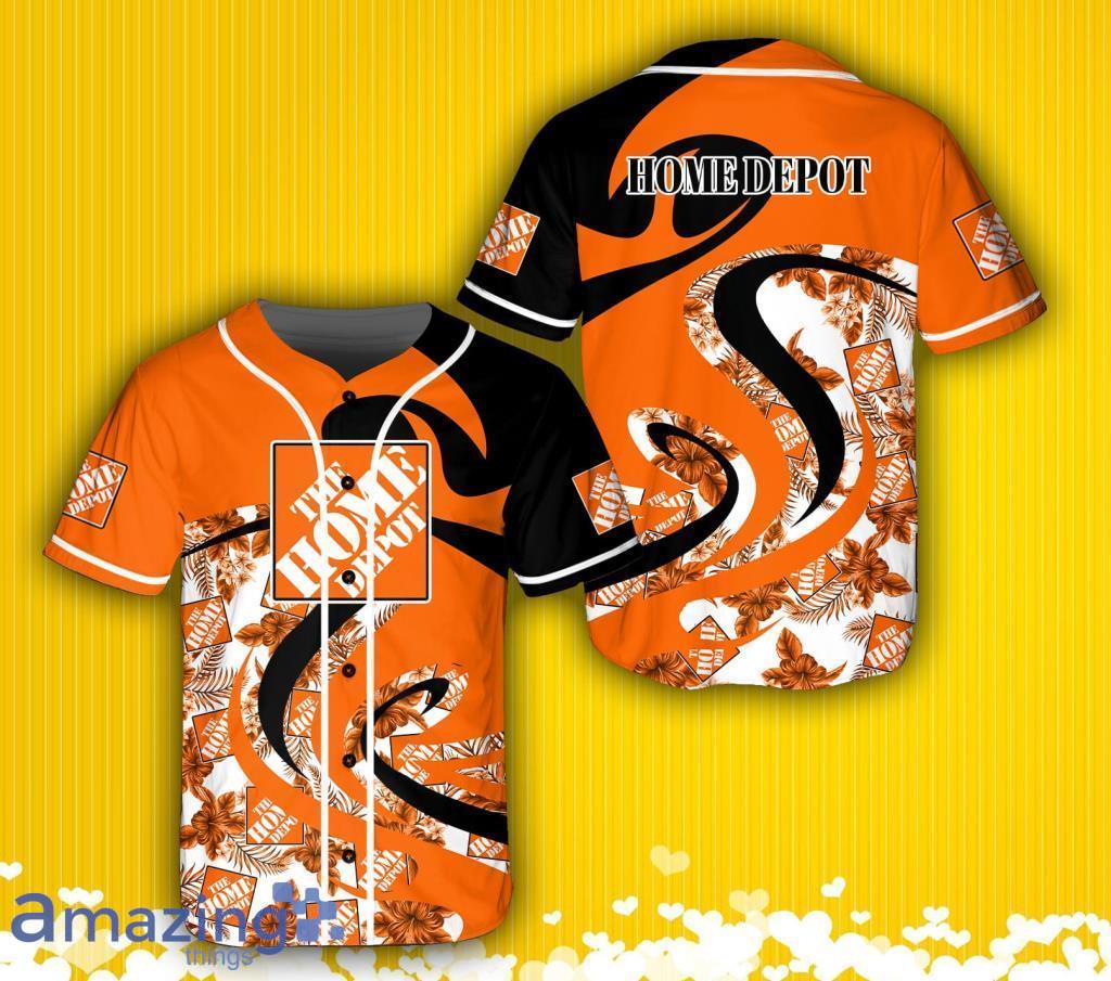 Home Depot Logo Tropical Flower Baseball Jersey Shirt Gift For Men And Women image Home Depot Logo Tropical Flower Baseball Jersey Shirt Gift For Men And Women Product Photo 1