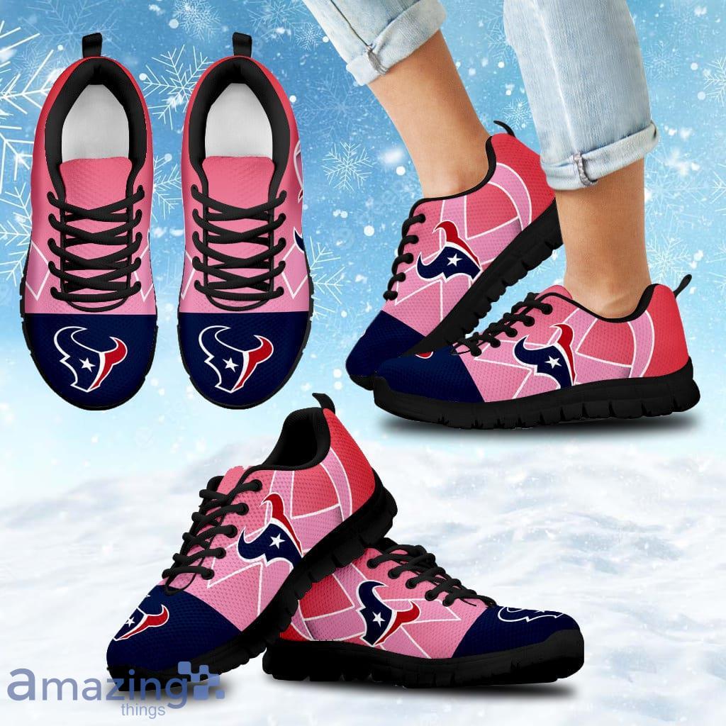 Houston Texans Cancer Pink Ribbon Sneakers Shoes Gift For Big Fans image Houston Texans Cancer Pink Ribbon Sneakers Shoes Gift For Big Fans Product Photo 1