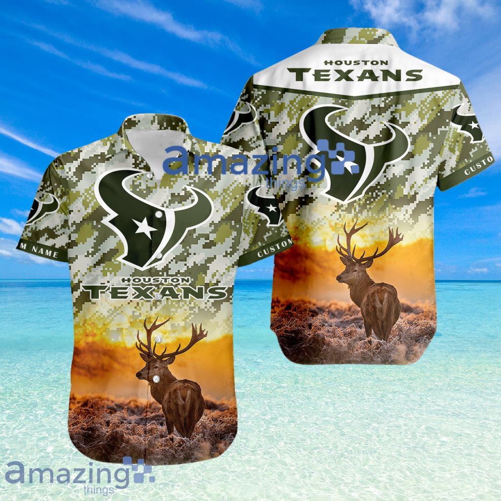 Houston Texans NFL Team Sport Deer Hunting Camouflage Pattern Hawaiian Shirt New Design image Houston Texans NFL Team Sport Deer Hunting Camouflage Pattern Hawaiian Shirt New Design Product Photo 1
