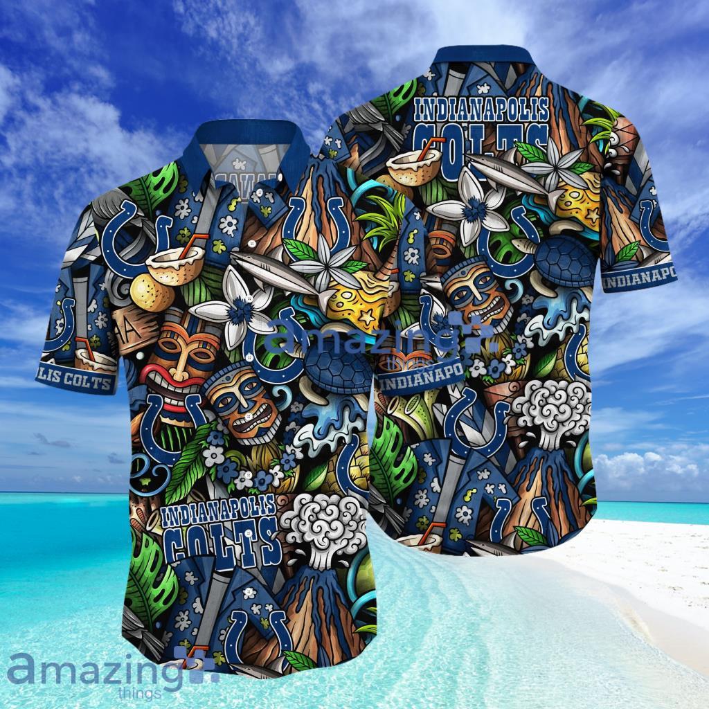 Indianapolis Colts NFL Flower Tiki Aloha tropical Hawaii Shirt Style Hot Trending Summer Gifts For Picnics image Indianapolis Colts NFL Flower Tiki Aloha tropical Hawaii Shirt Style Hot Trending Summer Gifts For Picnics Product Photo 1