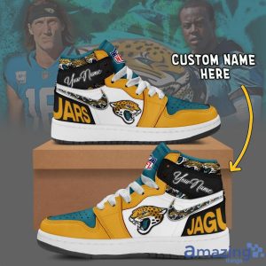 Jacksonville Jaguars Air Jordan Hightop Shoes Custom Name For Fans Limited Shoes Product Photo 2