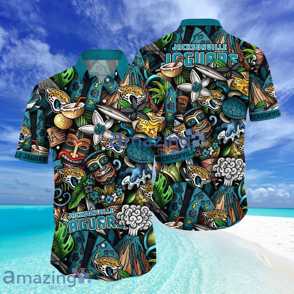 Jacksonville Jaguars NFL Flower Tiki Aloha tropical Hawaii Shirt Style Hot Trending Summer Gifts For Picnics image Jacksonville Jaguars NFL Flower Tiki Aloha tropical Hawaii Shirt Style Hot Trending Summer Gifts For Picnics Product Photo 1