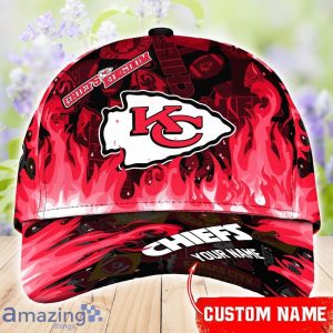 Kansas City Chiefs NFL Fire Pattern 3D Cap Custom Name Special Gift For Fans Product Photo 1