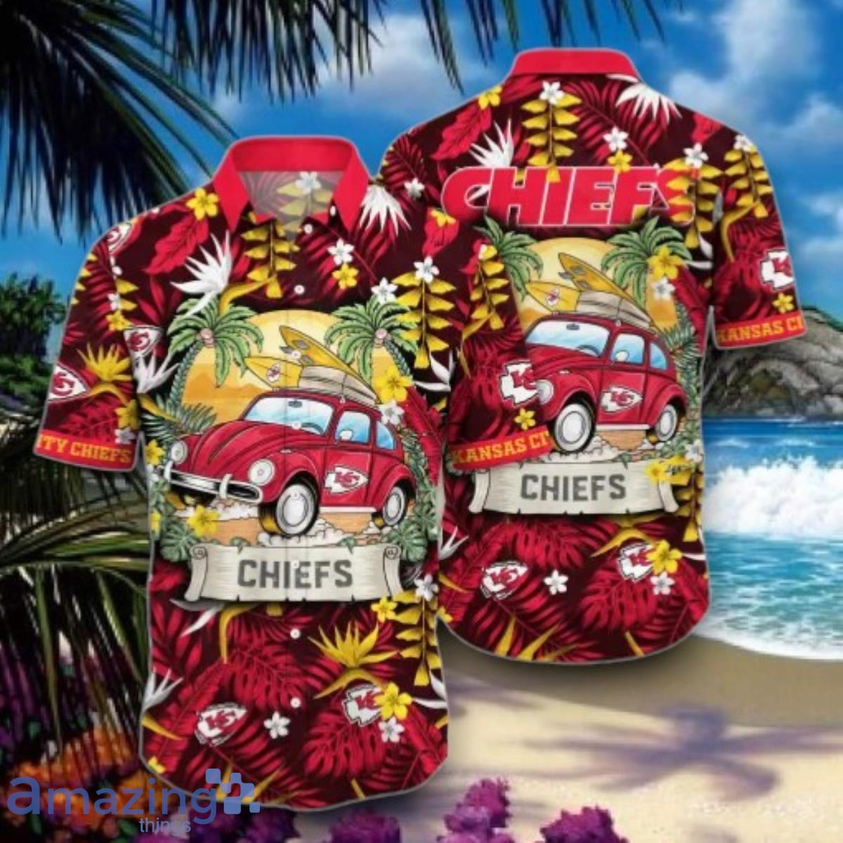 Kansas City Chiefs NFL Flower Hawaii Shirt Best Gift Summer Football Shirts image Kansas City Chiefs NFL Flower Hawaii Shirt Best Gift Summer Football Shirts Product Photo 1