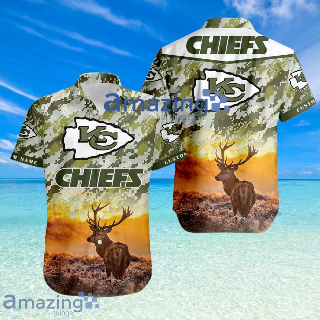 Kansas City Chiefs NFL Team Sport Deer Hunting Camouflage Pattern Hawaiian Shirt New Design image Kansas City Chiefs NFL Team Sport Deer Hunting Camouflage Pattern Hawaiian Shirt New Design Product Photo 1