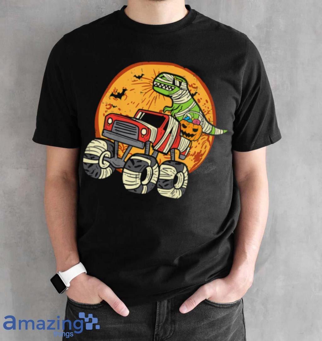 Kids Mummy T Rex Monster Truck Dino Toddler Boys Halloween Kids T Shirt image Kids Mummy T Rex Monster Truck Dino Toddler Boys Halloween Kids T Shirt Product Photo 2