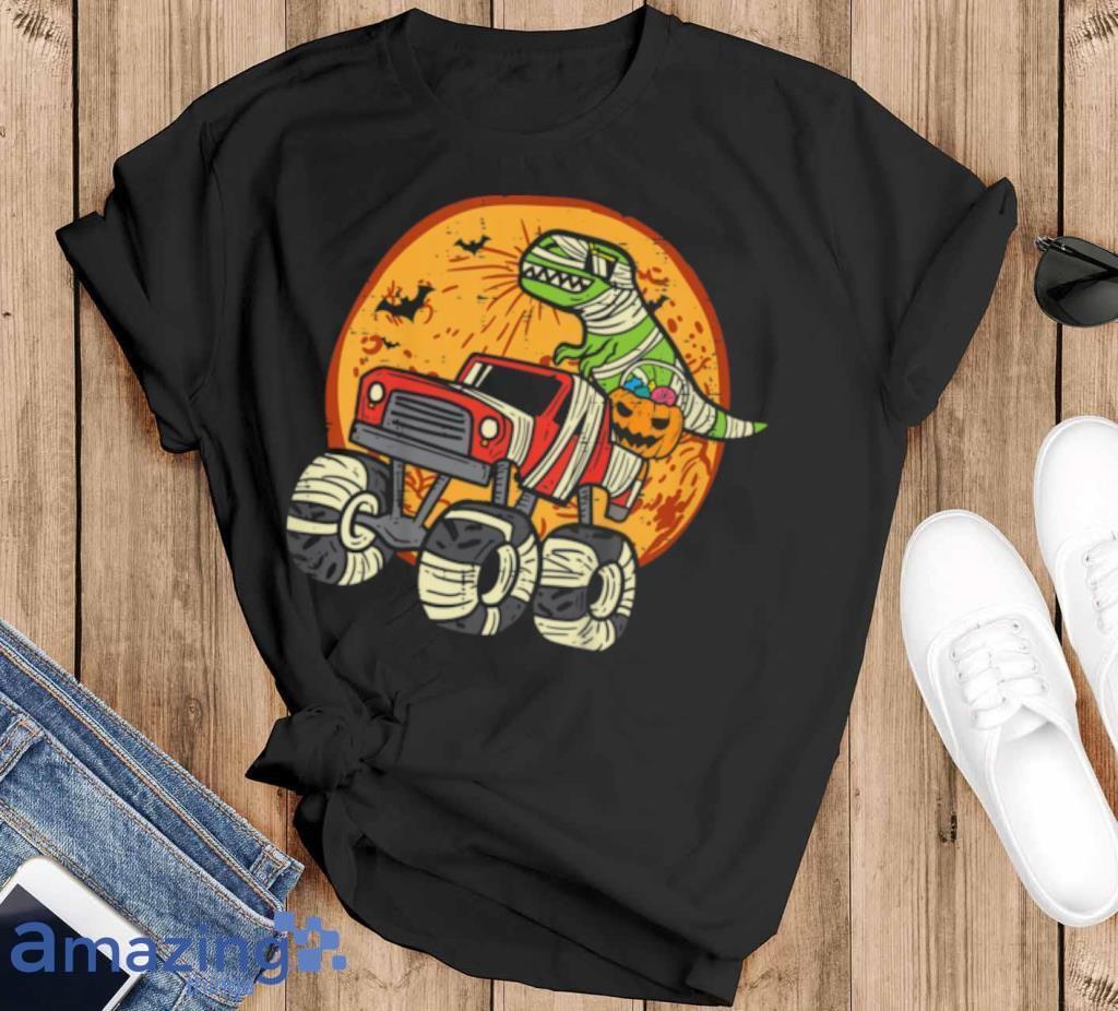 Kids Mummy T Rex Monster Truck Dino Toddler Boys Halloween Kids T Shirt image Kids Mummy T Rex Monster Truck Dino Toddler Boys Halloween Kids T Shirt Product Photo 1