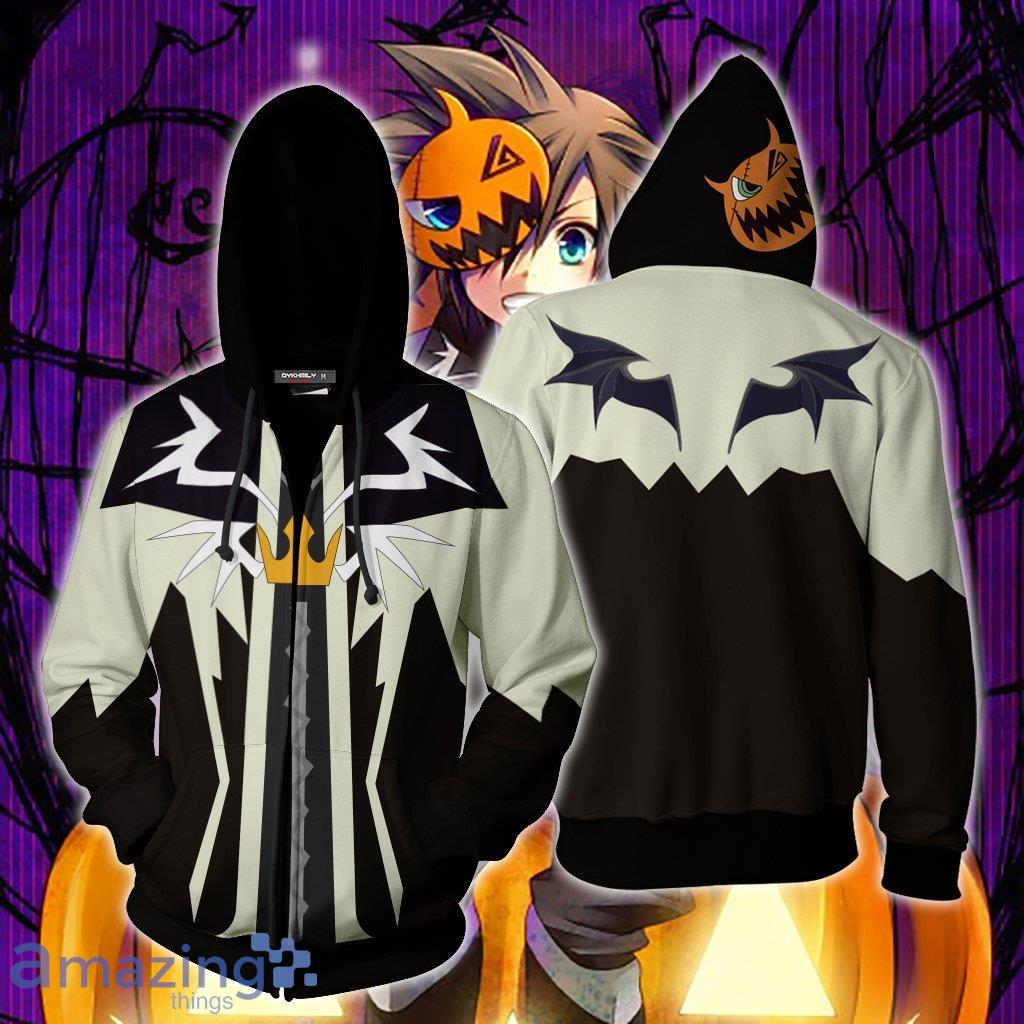 Kingdom Hearts Sora Halloween Town Cosplay Zip Up Hoodie 3D All Over Print image Kingdom Hearts Sora Halloween Town Cosplay Zip Up Hoodie 3D All Over Print Product Photo 1