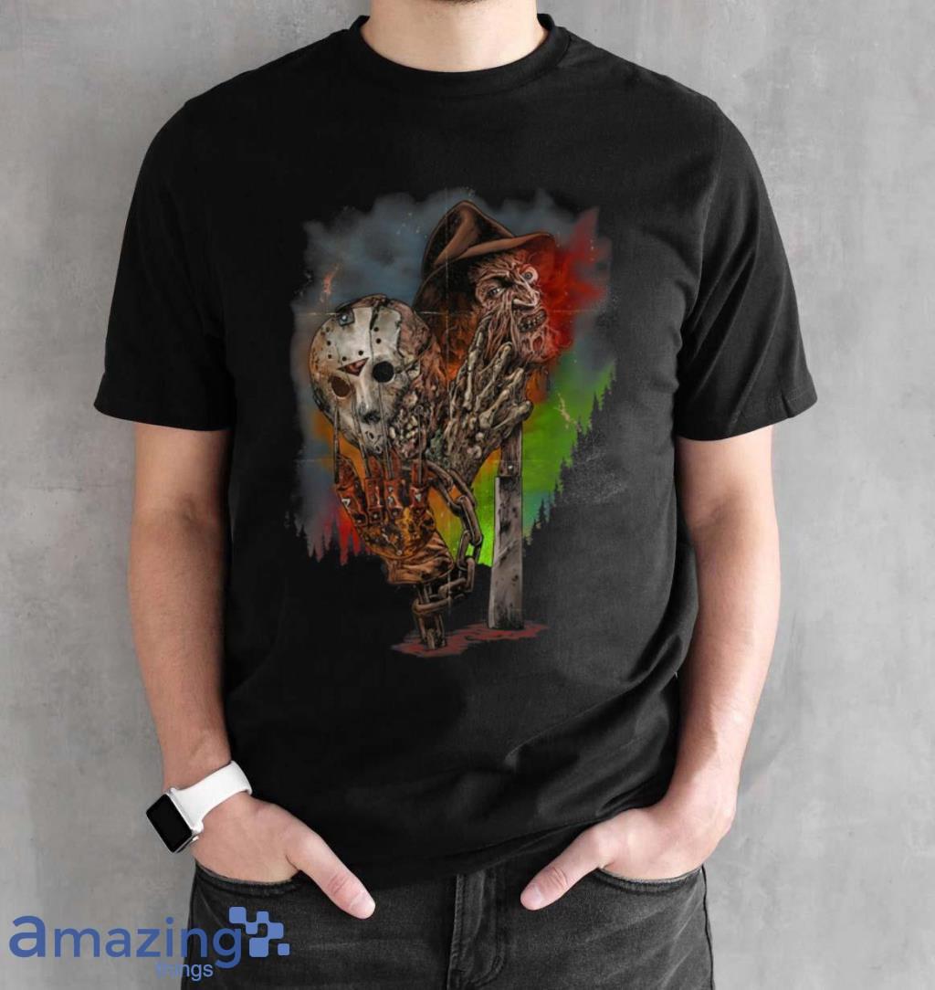 Kru.Eger Voo.Rhees Mashup Mask Halloween Horror Characters T Shirt image Kru.Eger Voo.Rhees Mashup Mask Halloween Horror Characters T Shirt Product Photo 2